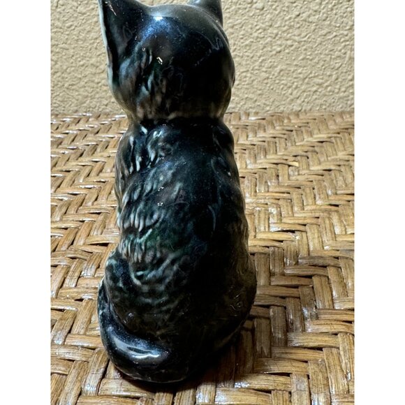 Vintage Japanese Nippon Yoko Boeki Ceramic Cat Figurine With Green Eyes 1940"s - Picture 3 of 8